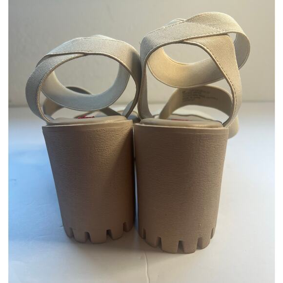 UNIONBAY Lucca Beige Elastic Straps Platform Lug Sole Platform Sandals Size 8 - Picture 7 of 11